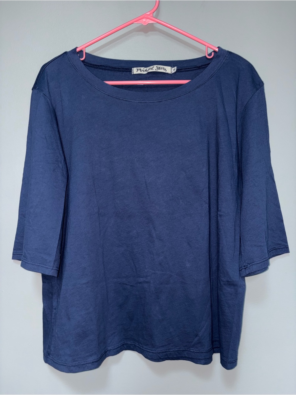 Michael Stars Women’s Navy Blue Oversized Cotton 3/4 Sleeve T-Shirt Size‎ OS